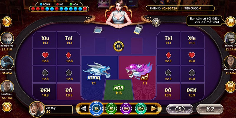 Rồng Hổ online là trò đối kháng giữa nhà cái và người chơi